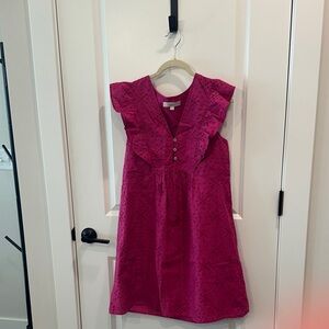 LOFT Fuchsia Ruffle Sleeve Dress